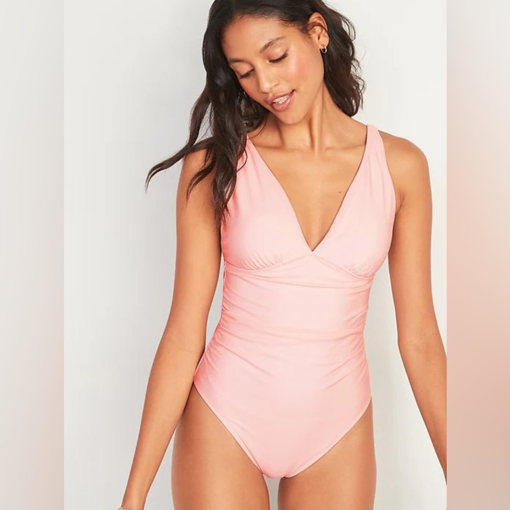 NWT Old Navy Ruched Deep-V Swimsuit